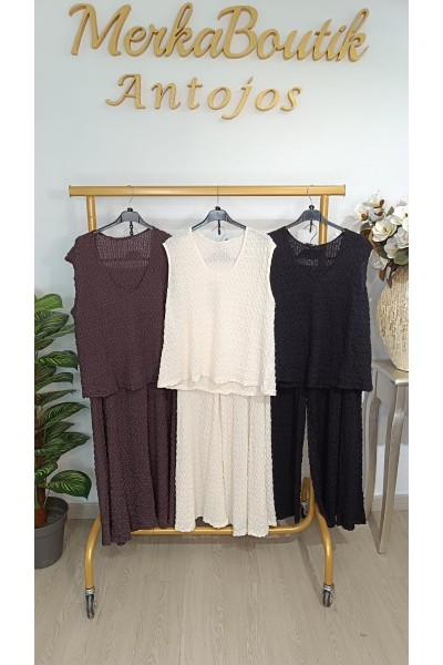 Conjunto rugoso acampanado Yeye elegante con tejido texturizado