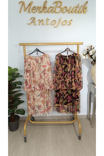 Conjunto gasa de falda Petunia elegante y fluido