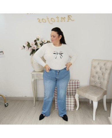 Vaquero Wide Leg Irene | Denim Claro de Pata Ancha y Tiro Alto)