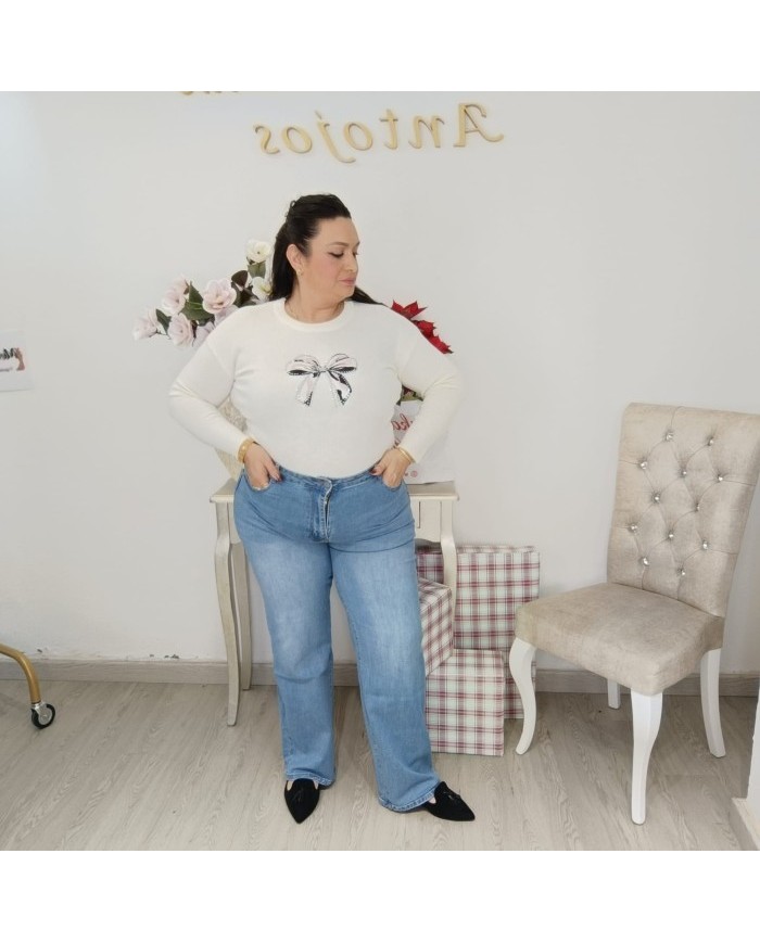 Vaquero Wide Leg Irene | Denim Claro de Pata Ancha y Tiro Alto)