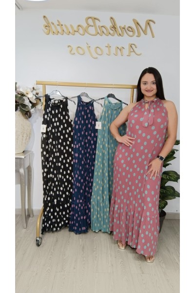 Vestido plisado de lunares Manuela | Moda femenina elegante