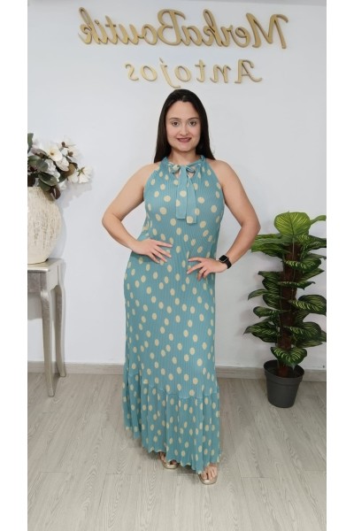 Vestido plisado de lunares Manuela | Moda femenina elegante