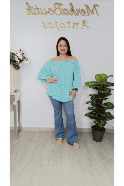 Blusa Bandera Volante Lunar | Talla única 48 a 54