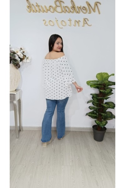 Blusa Bandera Volante Lunar | Talla única 48 a 54