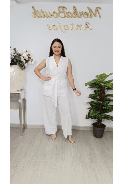 Conjunto Chariny de dos piezas con chaleco blazer sin mangas y pantalón ancho