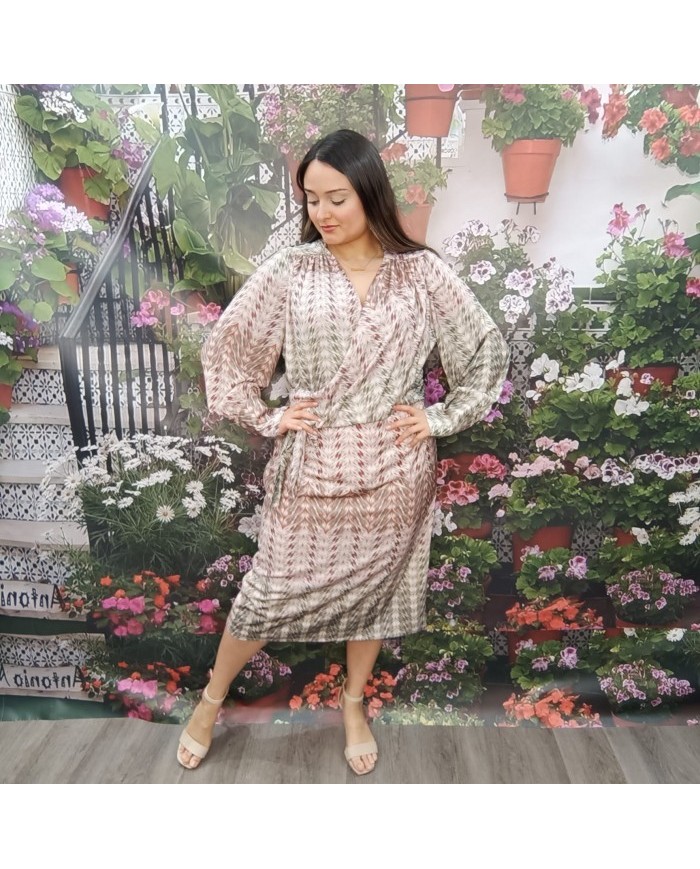Vestido Midi Menchu Wrap Estampado - MerkaBoutik
