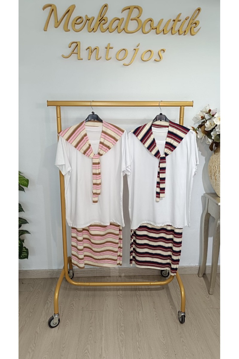 Conjunto de Falda Algodón Elástico Capitana | Look marinero