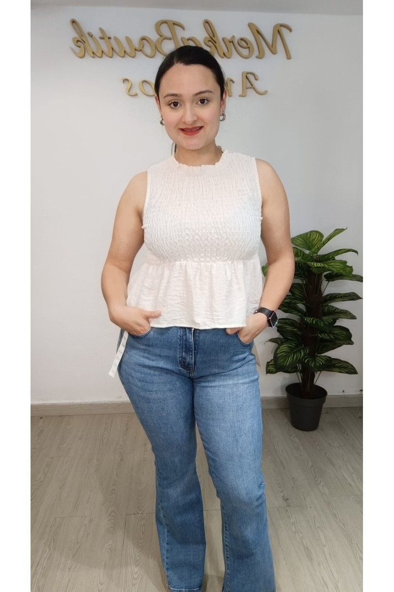 Blusa de nido de abeja lisa para mujer | Merkaboutik