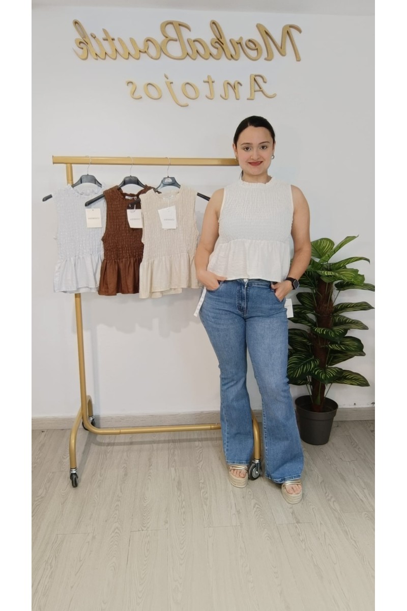 Blusa de nido de abeja lisa para mujer | Merkaboutik