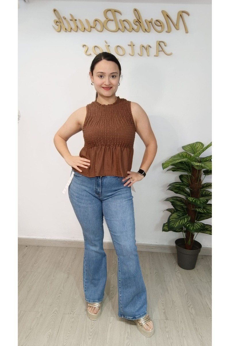 Blusa de nido de abeja lisa para mujer | Merkaboutik