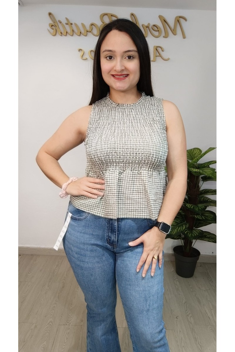 Blusa nido de abeja vichy para mujer | Merkaboutik