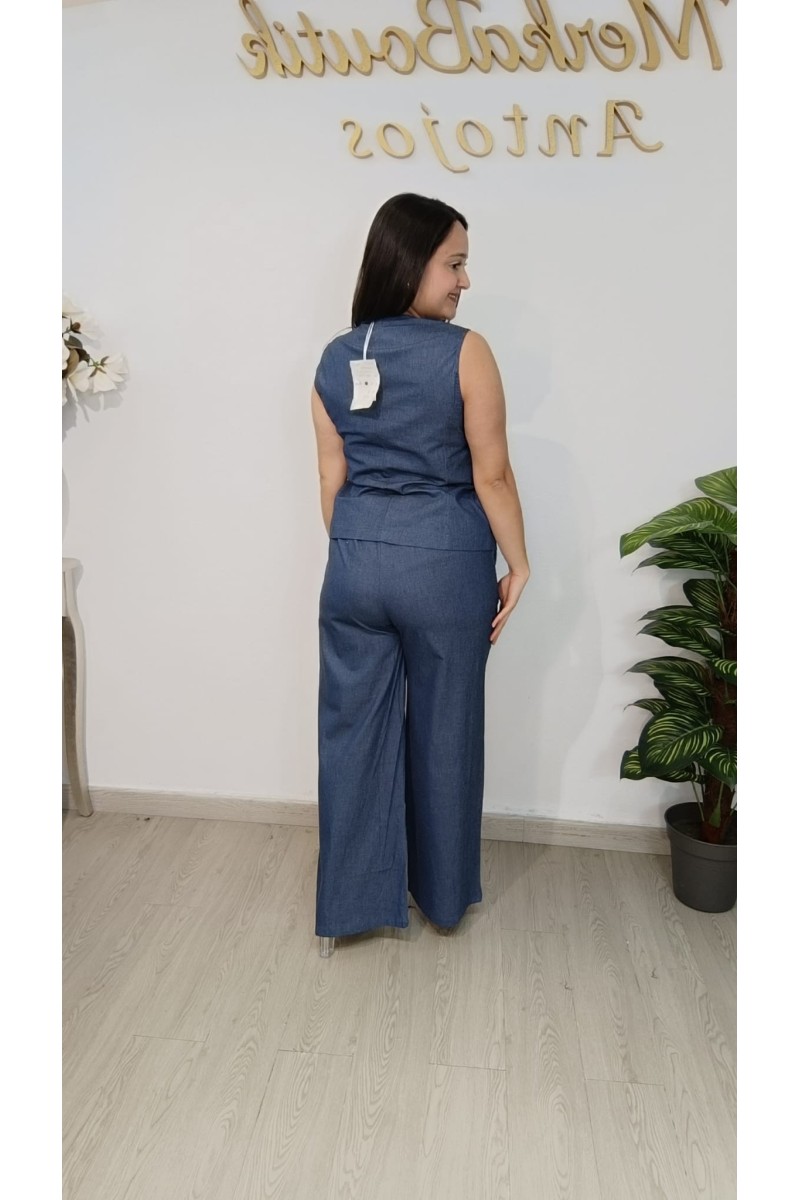 Conjunto chaleco y pantalón vaquero para mujer | Merkaboutik