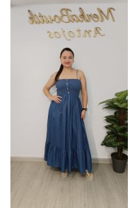 Vestido vaquero nido de abeja Nadia para mujer | Merkaboutik