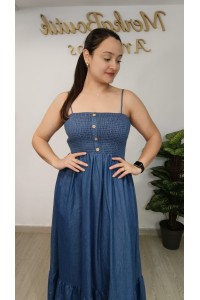 Vestido vaquero nido de abeja Nadia para mujer | Merkaboutik