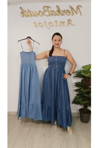 Vestido vaquero nido de abeja Nadia para mujer | Merkaboutik