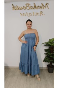 Vestido vaquero nido de abeja Nadia para mujer | Merkaboutik