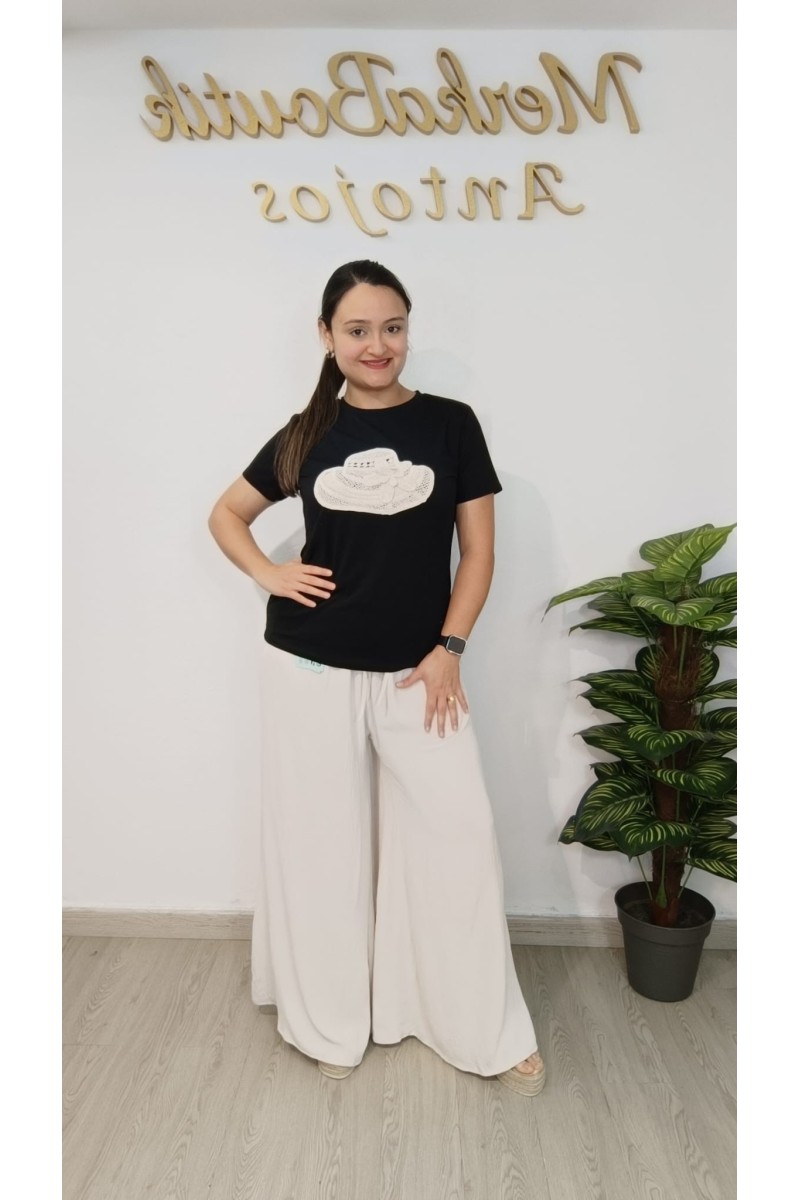 Camiseta de algodón con sombrero crochet para mujer | Merkaboutik