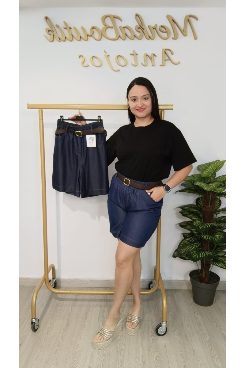Bermuda vaquera de mujer azul denim | Merkaboutik