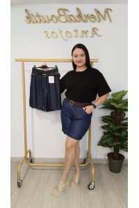 Bermuda vaquera de mujer azul denim | Merkaboutik