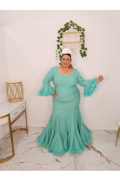 Bata Antonia Lunar Turquesa | Moda flamenca elegante