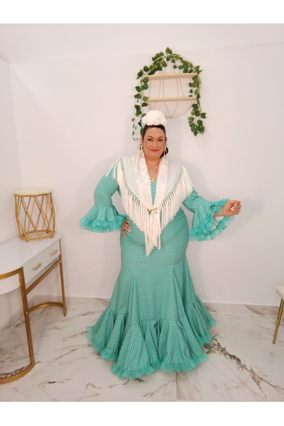 Bata Antonia Lunar Turquesa | Moda flamenca elegante