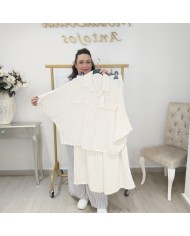 Conjunto Blusa Oversize y Pantalón Recto Rayas | Tejido Ligero Crudo Sueño