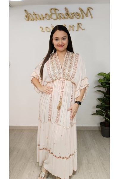 Vestido Cloe | Vestido largo bordado boho elegante
