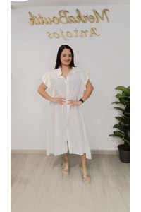 Vestido Tamy | Vestido camisero blanco con volante