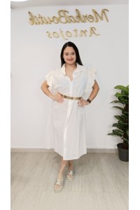 Vestido Tamy | Vestido camisero blanco con volante
