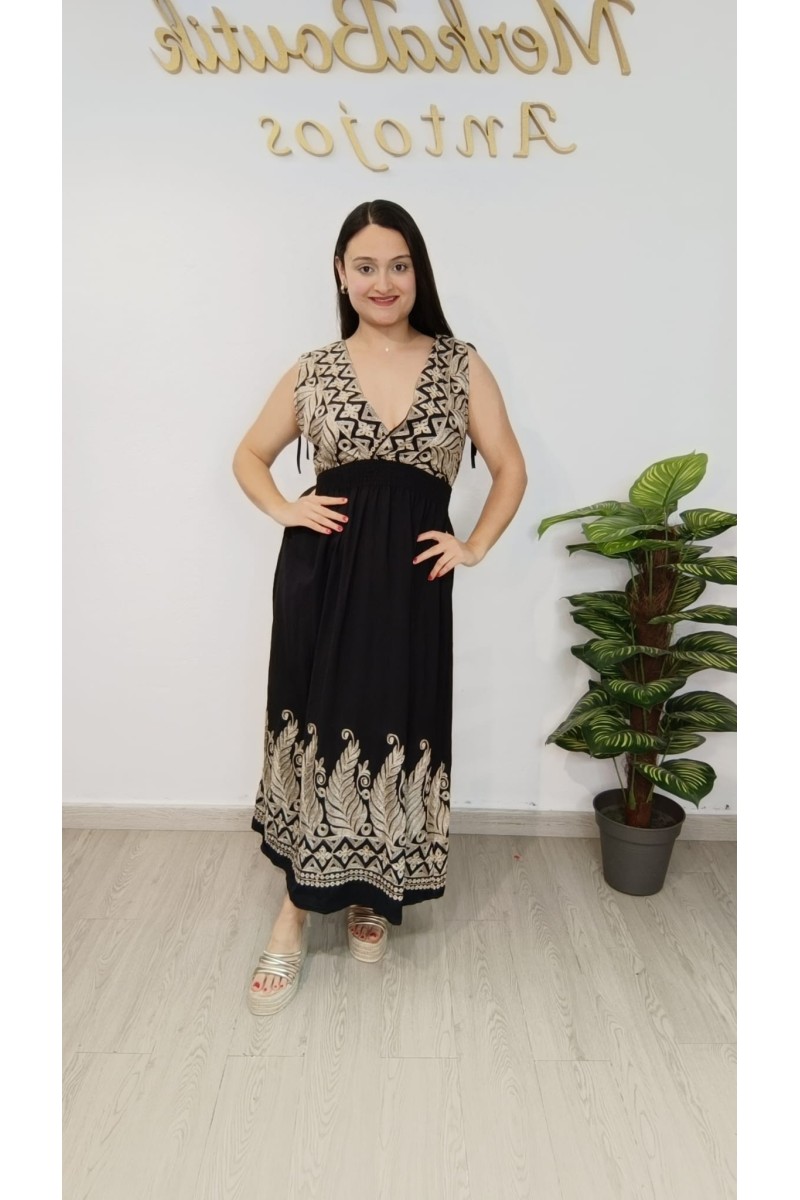 Vestido Nichy Largo Bordado Elegante para Mujer | Merkaboutik