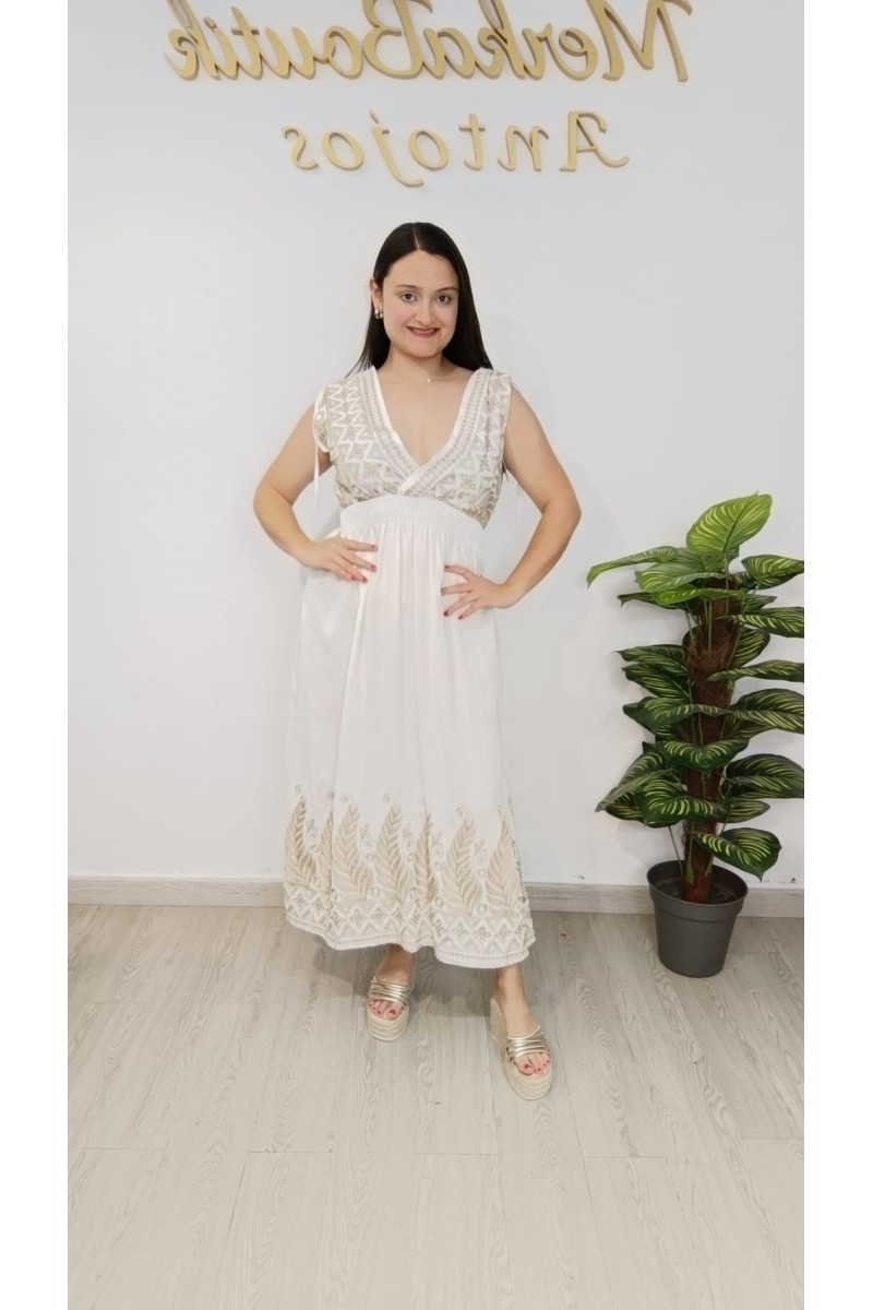 Vestido Nichy Largo Bordado Elegante para Mujer | Merkaboutik