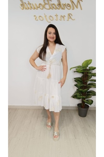 Vestido Elisa Blanco Bordado Elegante para Mujer | Merkaboutik