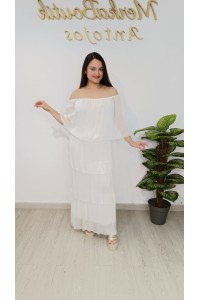 Vestido Seda Angel - Elegancia Off-the-Shoulder y Vaporosa