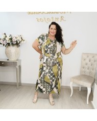 Conjunto Blusón y Falda Larga Estampado Círculos | Fluido Borgoña Yuyita