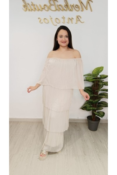 Vestido Seda Angel - Elegancia Off-the-Shoulder y Vaporosa
