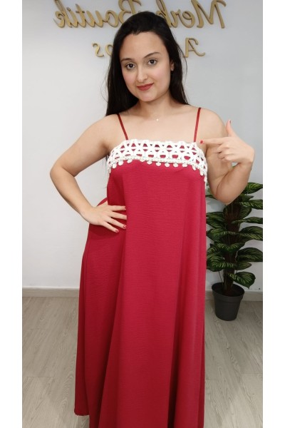 Vestido Italia - Diseño Largo con Detalle de Crochet | Moda Mujer