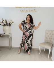 Conjunto Blusón y Falda Larga Estampado Círculos | Fluido Borgoña Yuyita