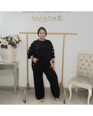 Conjunto Sudadera Botones Manga Codo y Pantalón | Borgoña Deportivo Botoncitos