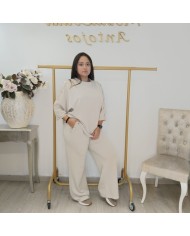 Conjunto Sudadera Botones Manga Codo y Pantalón | Borgoña Deportivo Botoncitos