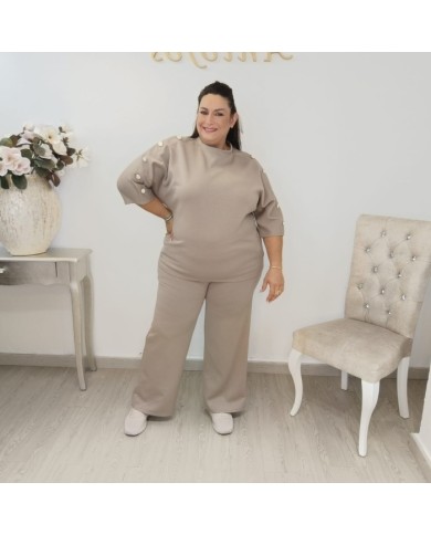 Conjunto Sudadera Botones Manga Codo y Pantalón | Borgoña Deportivo Botoncitos