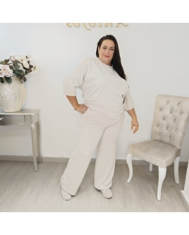 Conjunto Sudadera Botones Manga Codo y Pantalón | Borgoña Deportivo Botoncitos