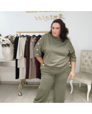 Conjunto Sudadera Botones Manga Codo y Pantalón | Borgoña Deportivo Botoncitos