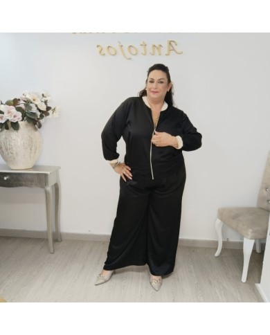 Conjunto Bomber y Pantalón Wide Leg Satinado | Verde Oliva Lujo Deportivo