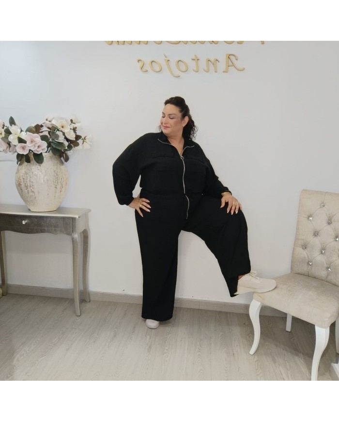 Conjunto Chaqueta Bomber Crepé Cremallera y Pantalón Ancho | Borgoña Elegante