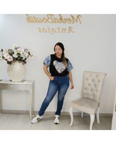 Comprar Vaquero Pitillo Zumba | Azul Elástico, Tiro Alto y Rotos Discretos