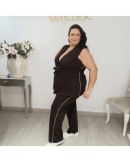 Conjunto Chaleco Sastre con Cinturón y Pantalón Raya Lateral | Azul Marino Estilo