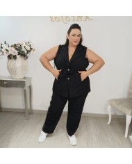 Conjunto Chaleco Sastre con Cinturón y Pantalón Raya Lateral | Azul Marino Estilo