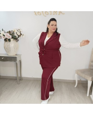 Conjunto Chaleco Sastre con Cinturón y Pantalón Raya Lateral | Azul Marino Estilo