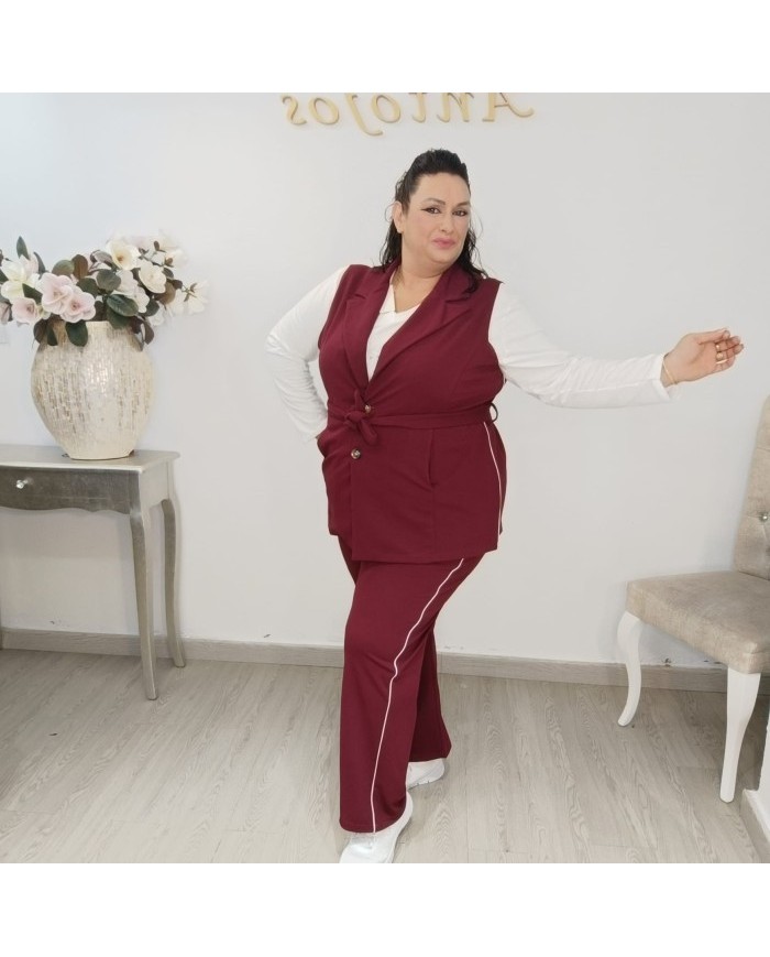 Conjunto Chaleco Sastre con Cinturón y Pantalón Raya Lateral | Azul Marino Estilo