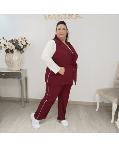 Conjunto Chaleco Sastre con Cinturón y Pantalón Raya Lateral | Azul Marino Estilo